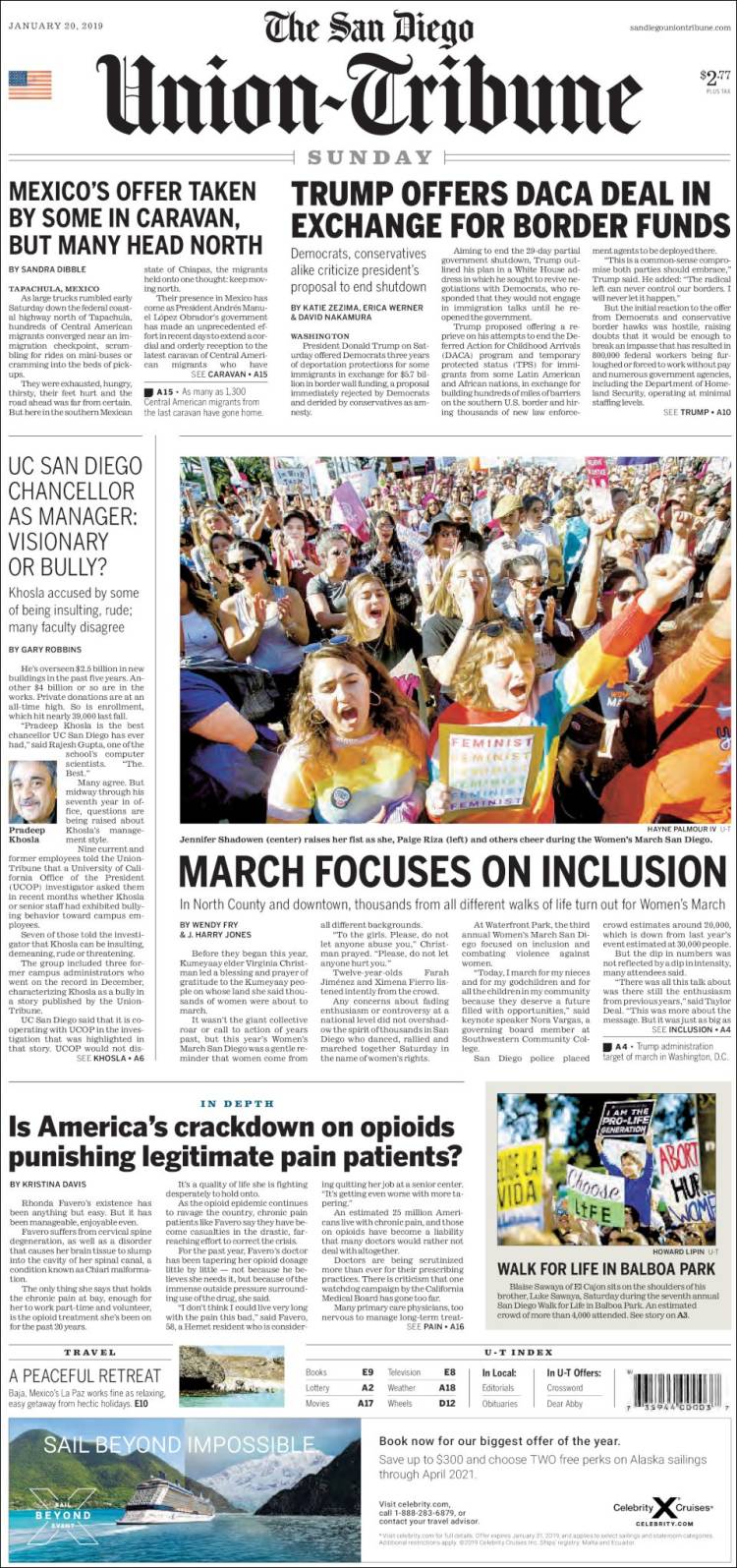 Portada de The San Diego Union-Tribune (USA)