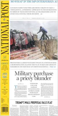 Portada de The National Post (Canadá)