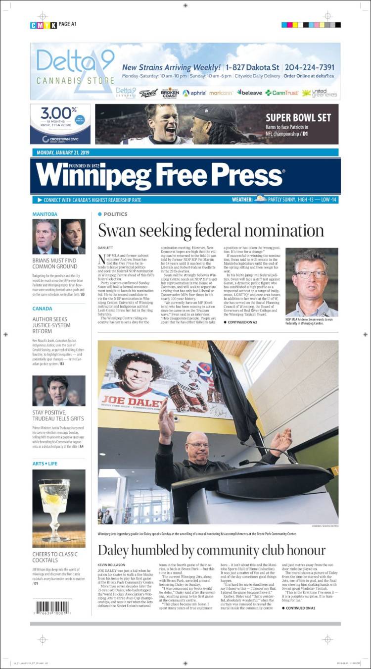 Portada de Winnipeg Free Press (Canadá)