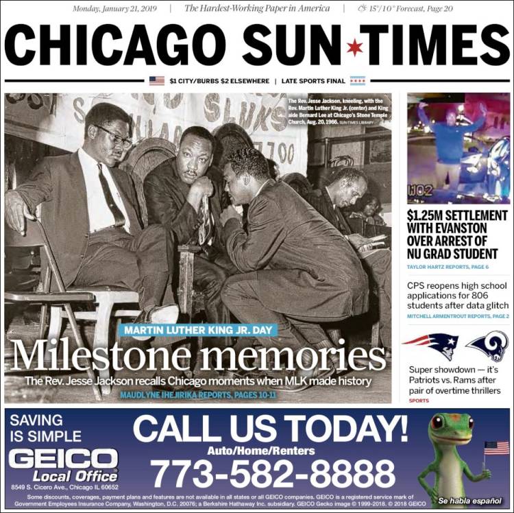 Portada de Chicago Sun-Times (USA)