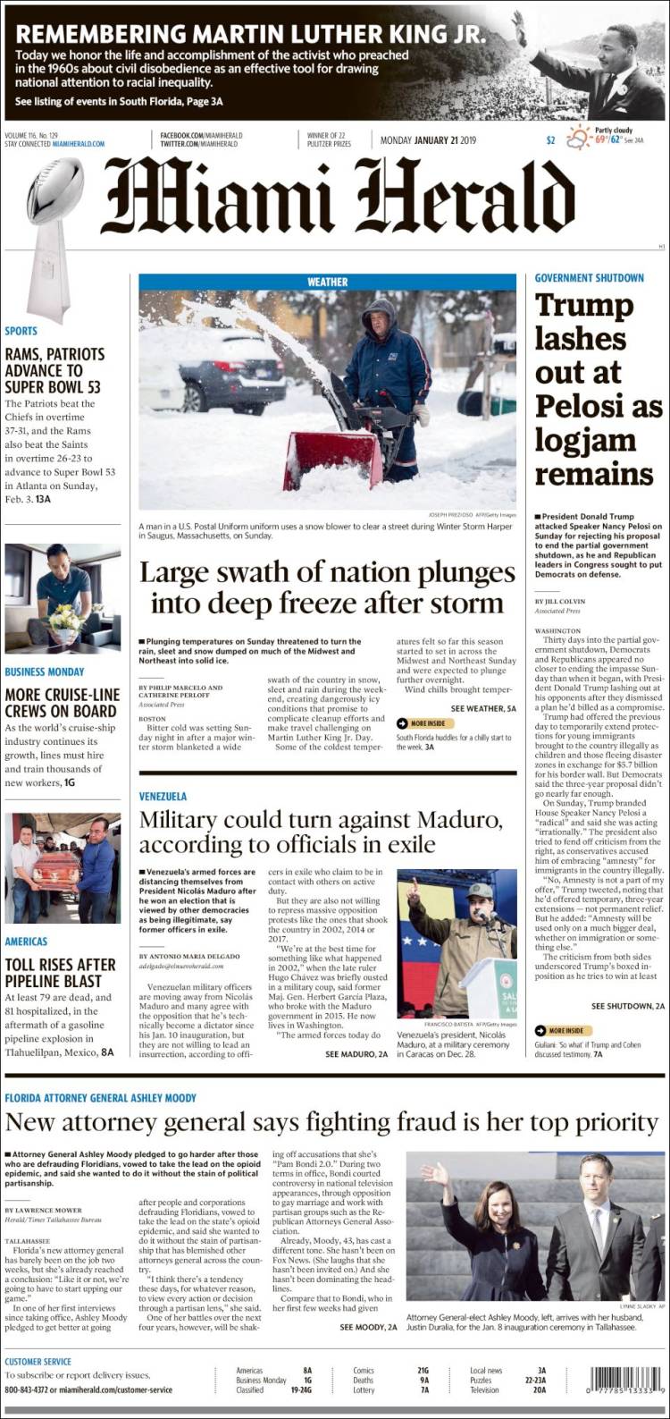 Portada de Miami Herald (USA)