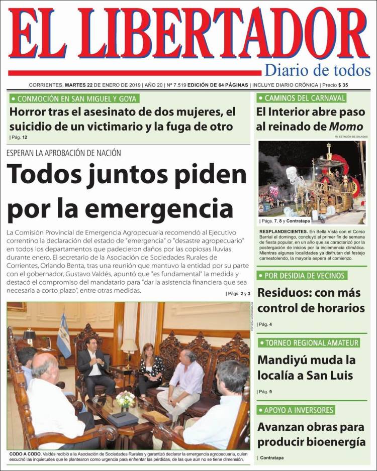 Portada de Diario El Libertador (Argentina)