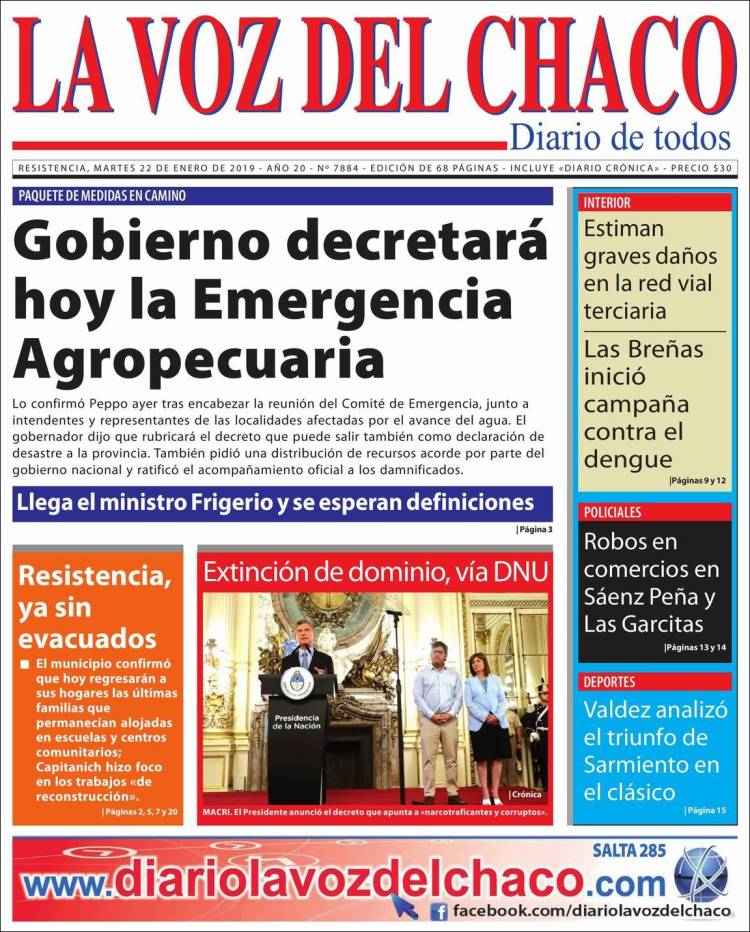 Portada de La Voz del Chaco (Argentina)
