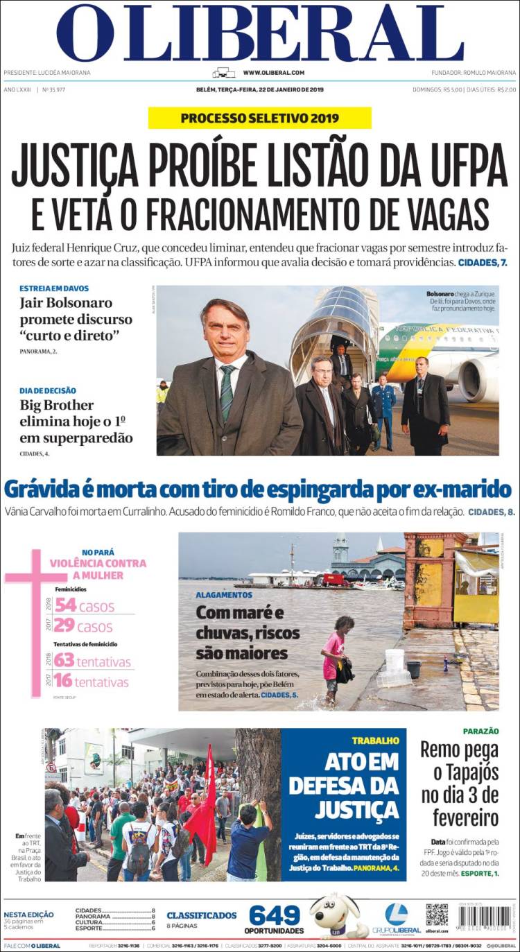 Portada de O Liberal (Brasil)