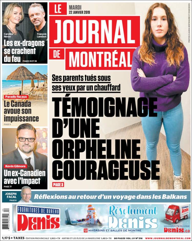 Portada de Le Journal de Montréal (Canada)