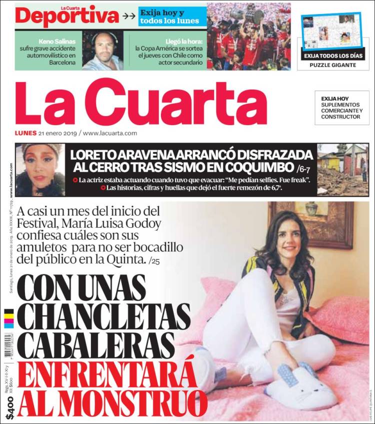 Portada de La Cuarta (Chile)
