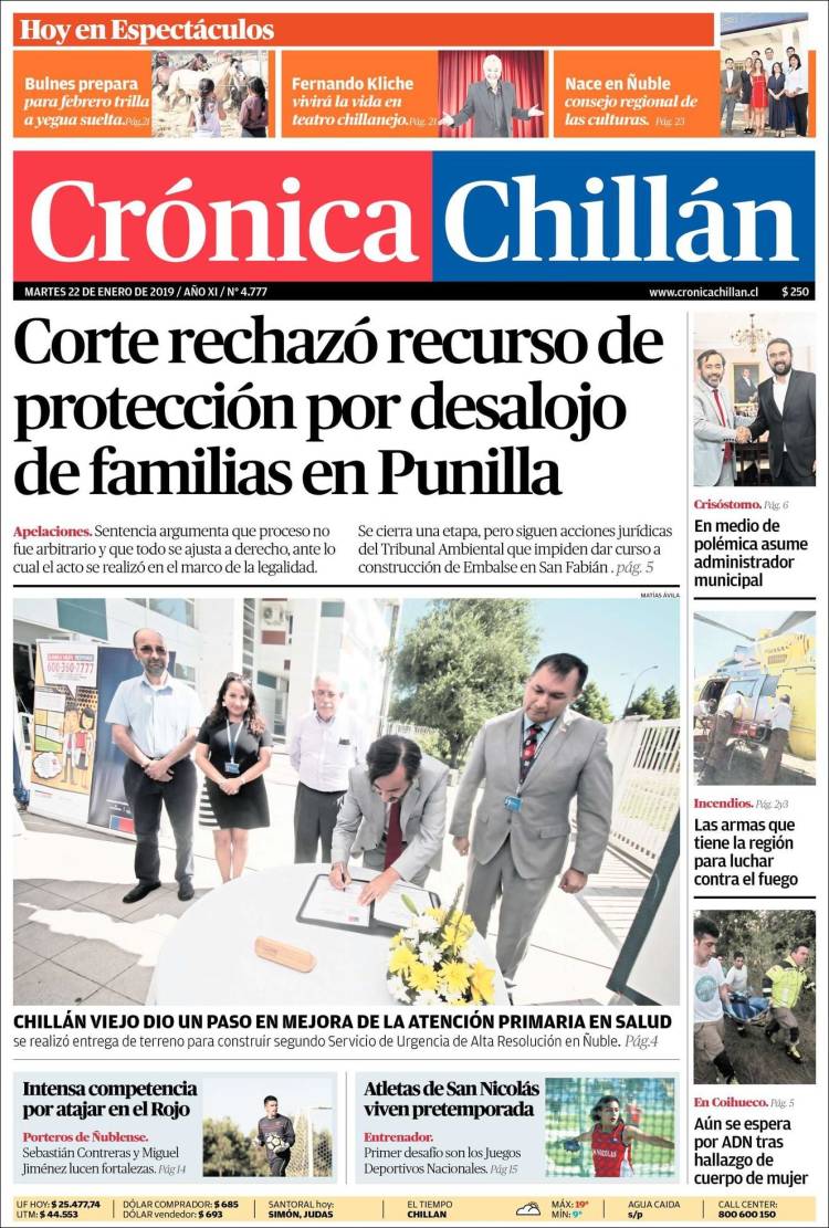 Portada de Crónica Chillán (Chile)