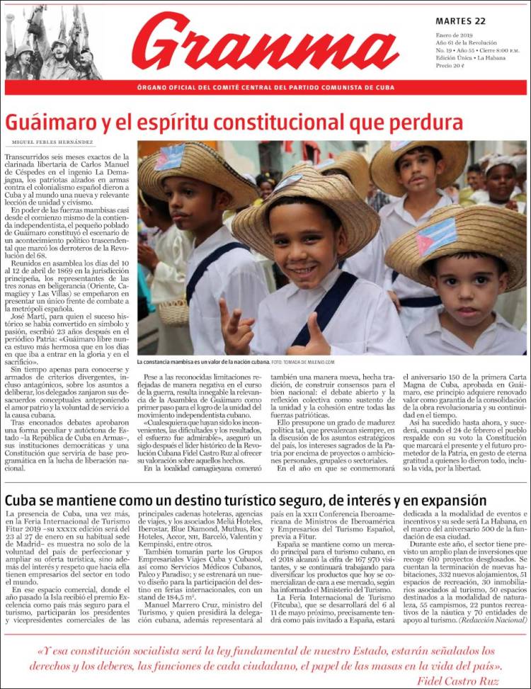 Portada de Granma (Cuba)