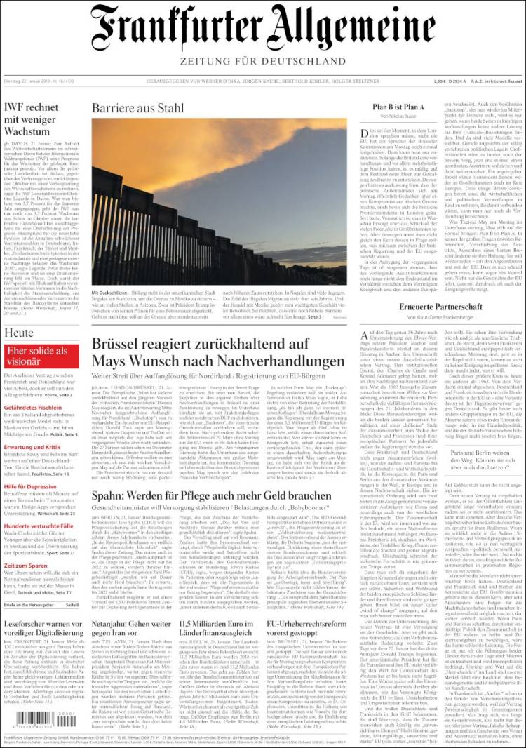 Portada de Frankfurter Allgemeine (Alemania)