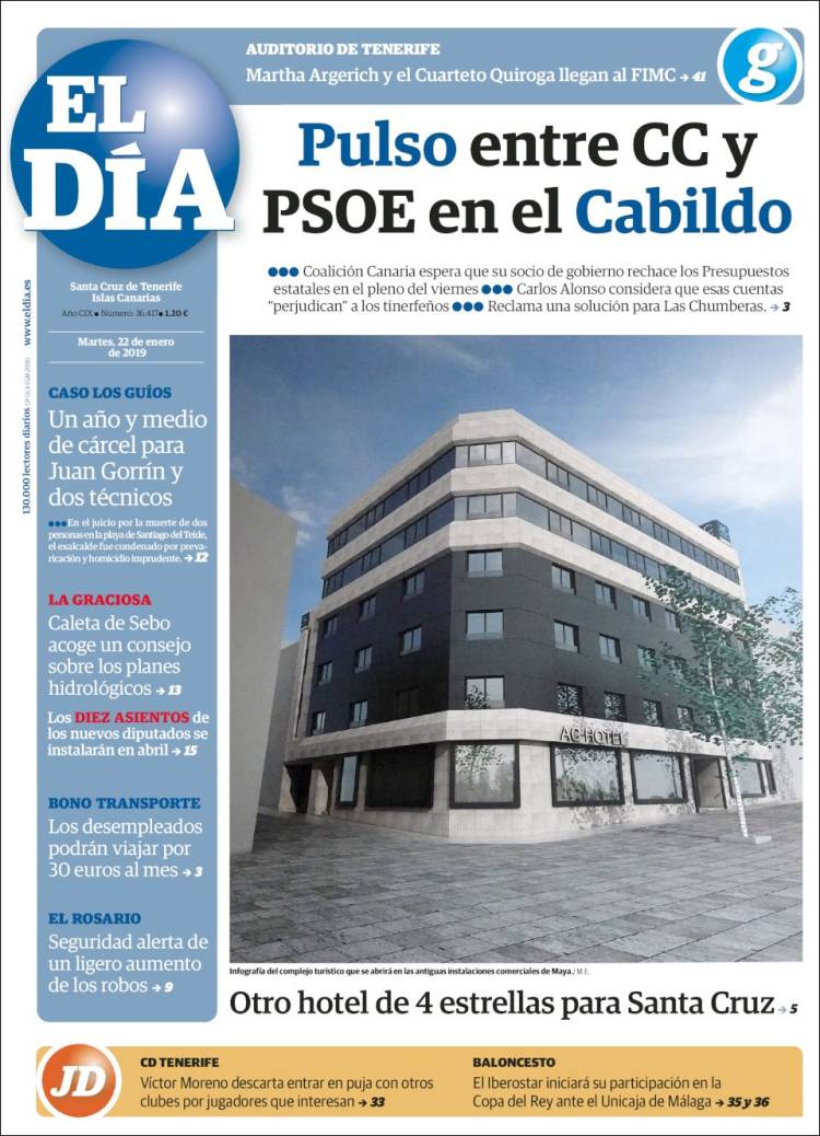 Portada de El Día (Espa&ntilde;a)