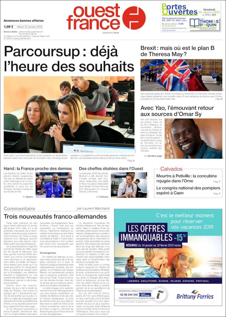 Portada de Ouest France (Francia)