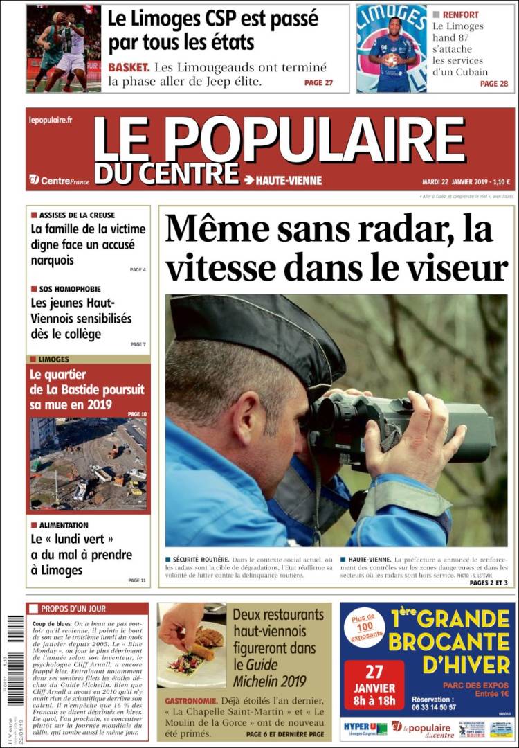 Portada de Le Populaire du Centre (Francia)