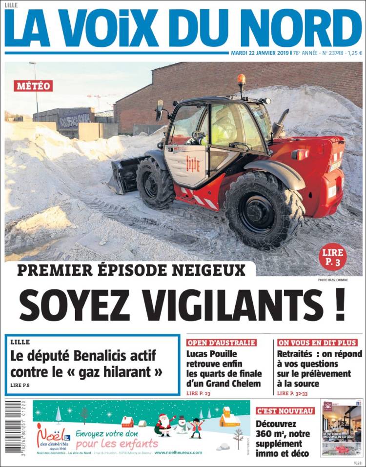 Portada de La Voix du Nord (Francia)