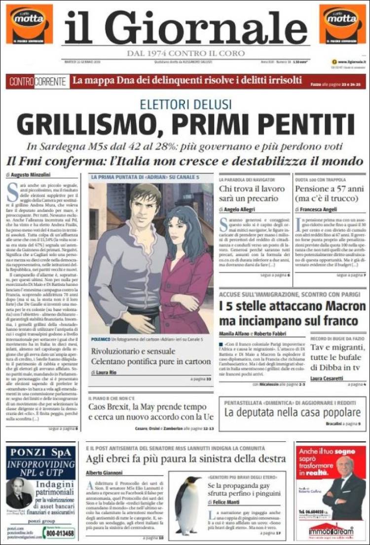Portada de il Giornale (Italia)