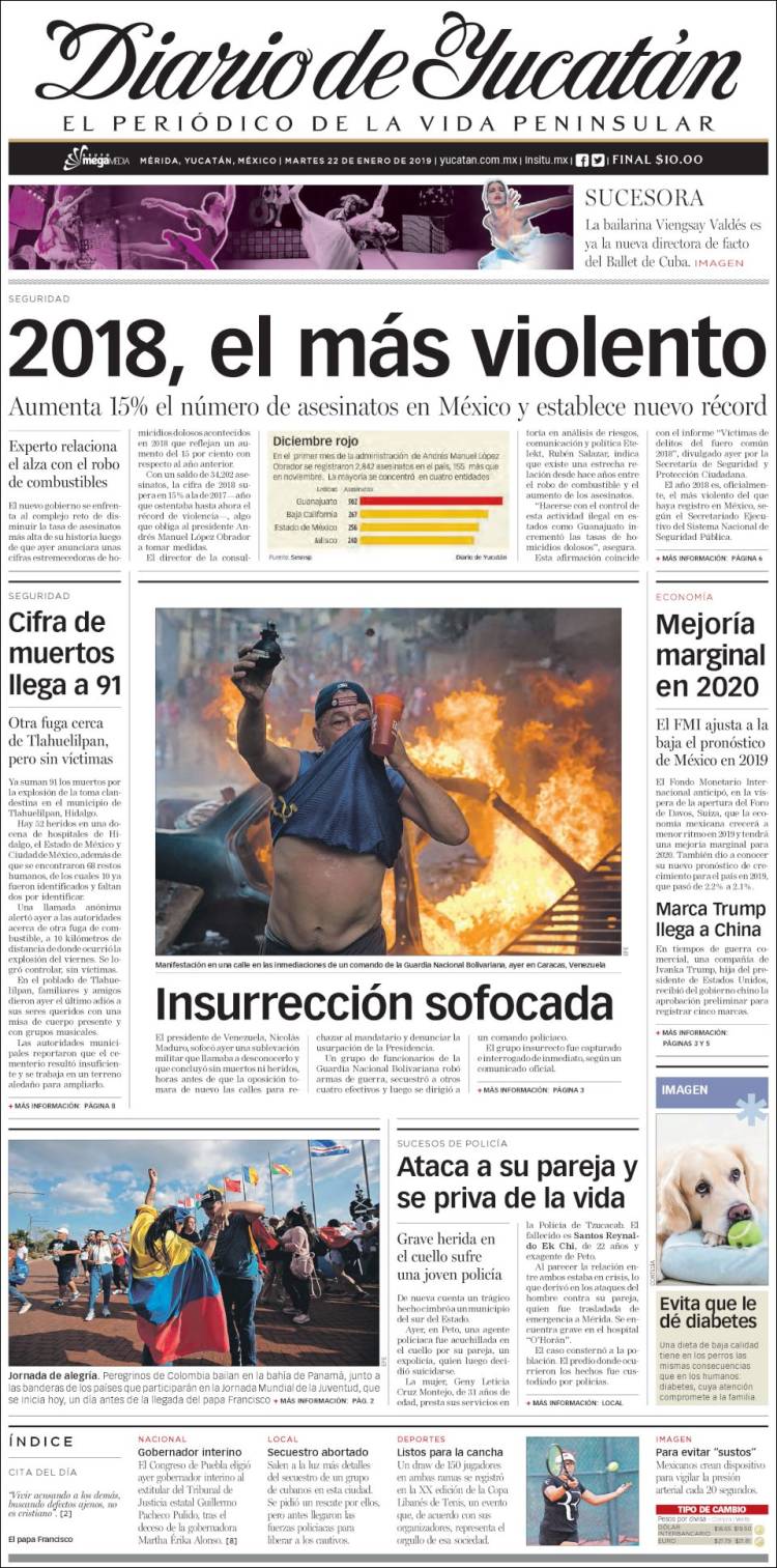 Portada de Diario de Yucatán (México)