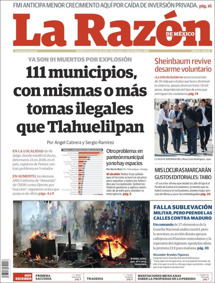Portada de La Razón (México)