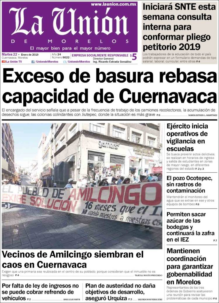 Portada de La Unión de Morelos (México)