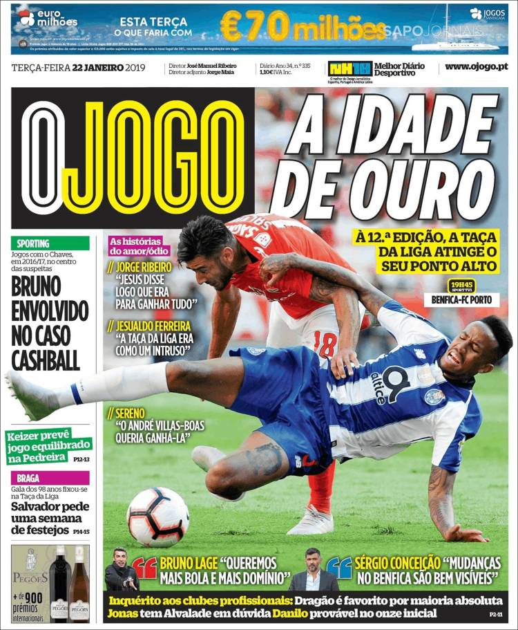 Portada de O Jogo (Portugal)