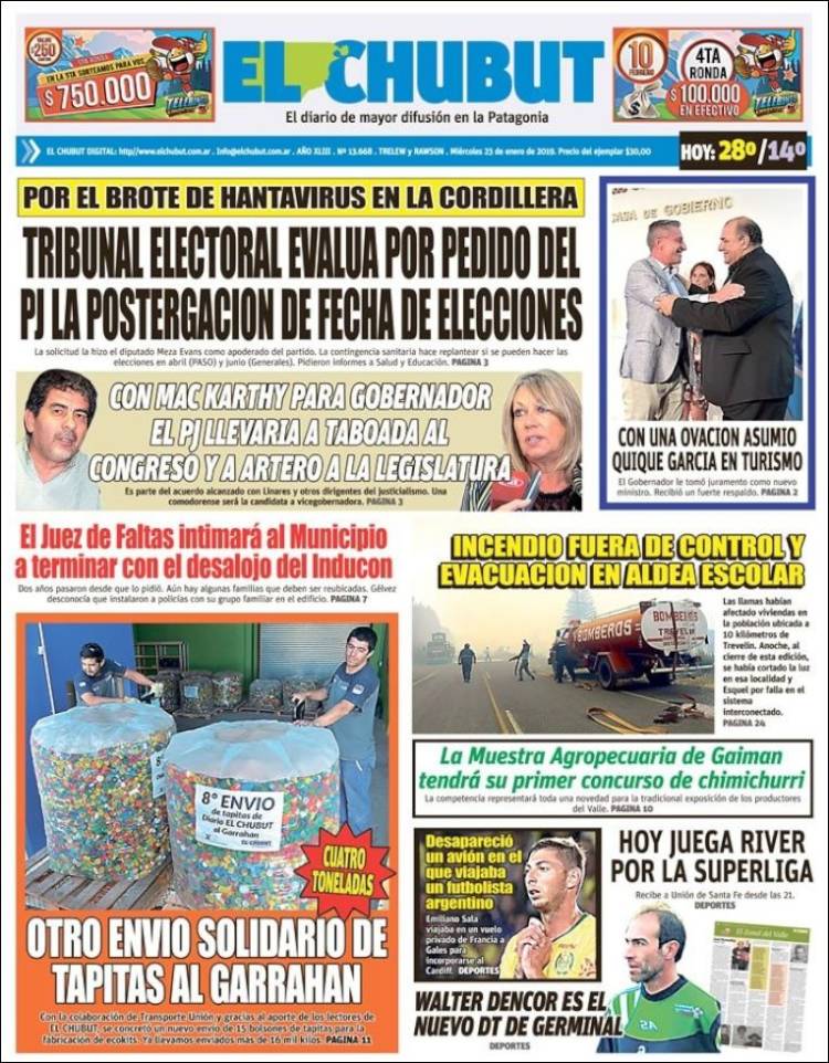 Portada de El Chubut (Argentina)