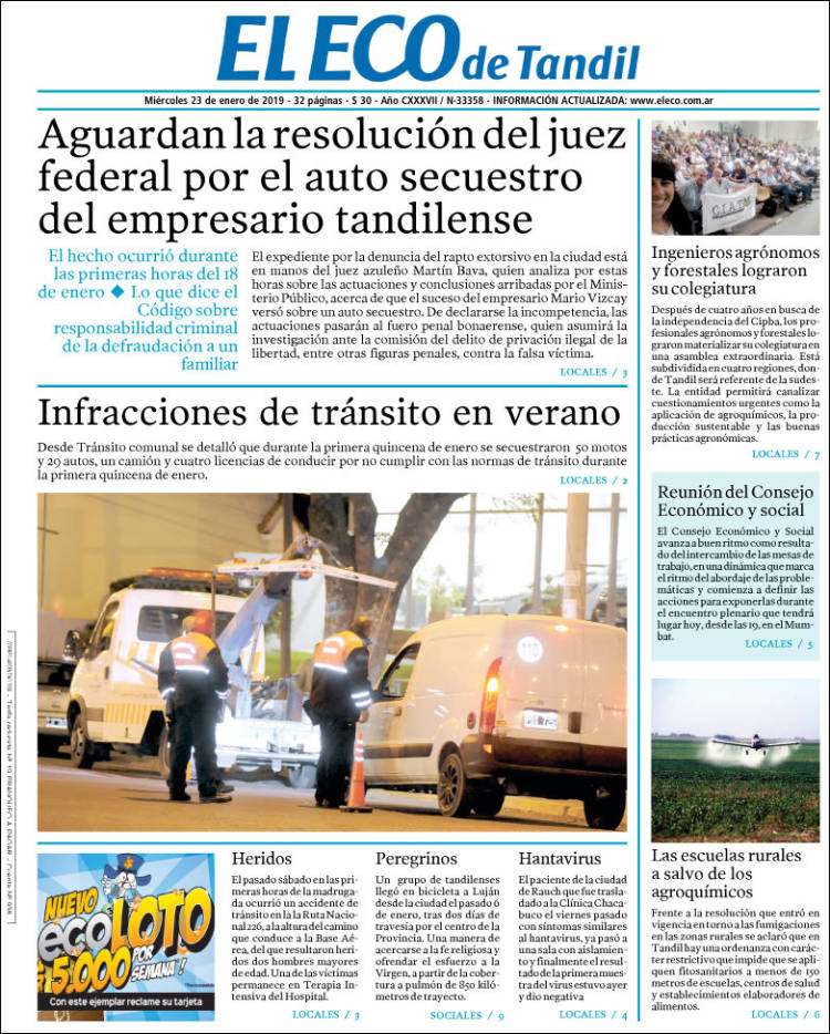 Portada de El Eco de Tandil (Argentina)