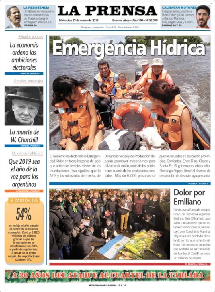 Portada de La Prensa (Argentina)