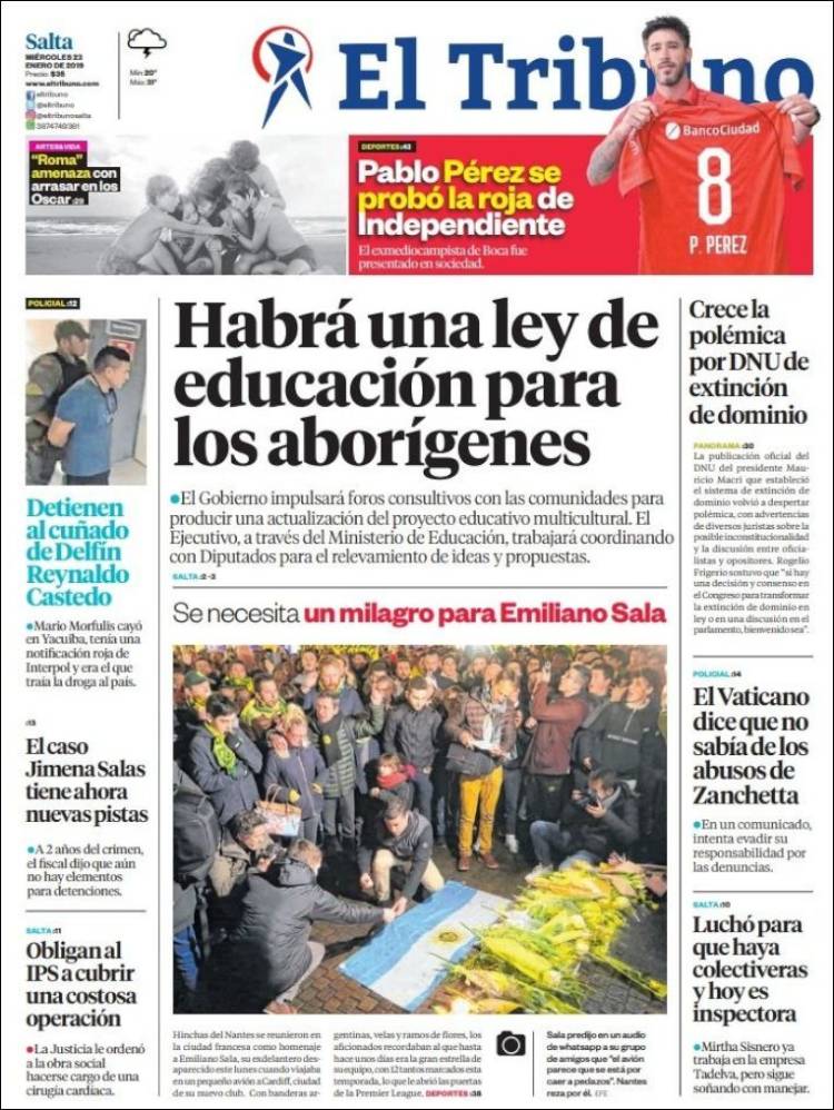 Portada de El Tribuno - Salta (Argentina)