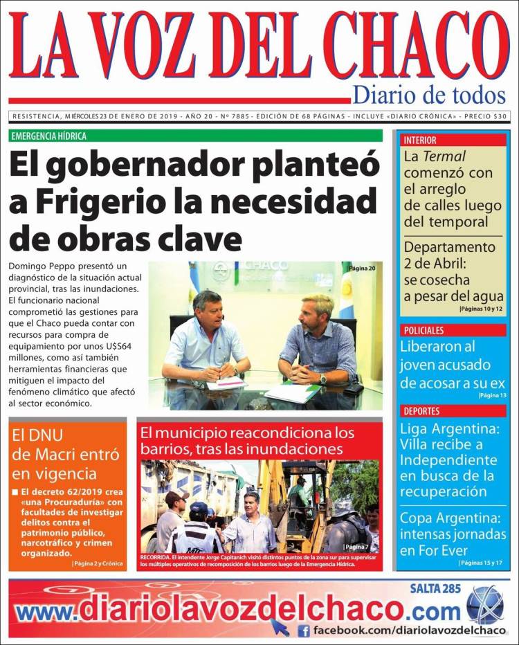 Portada de La Voz del Chaco (Argentina)