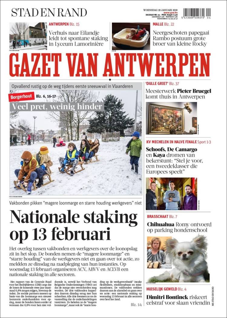 Portada de Gazet van Antwerpen (B&eacute;lgica)