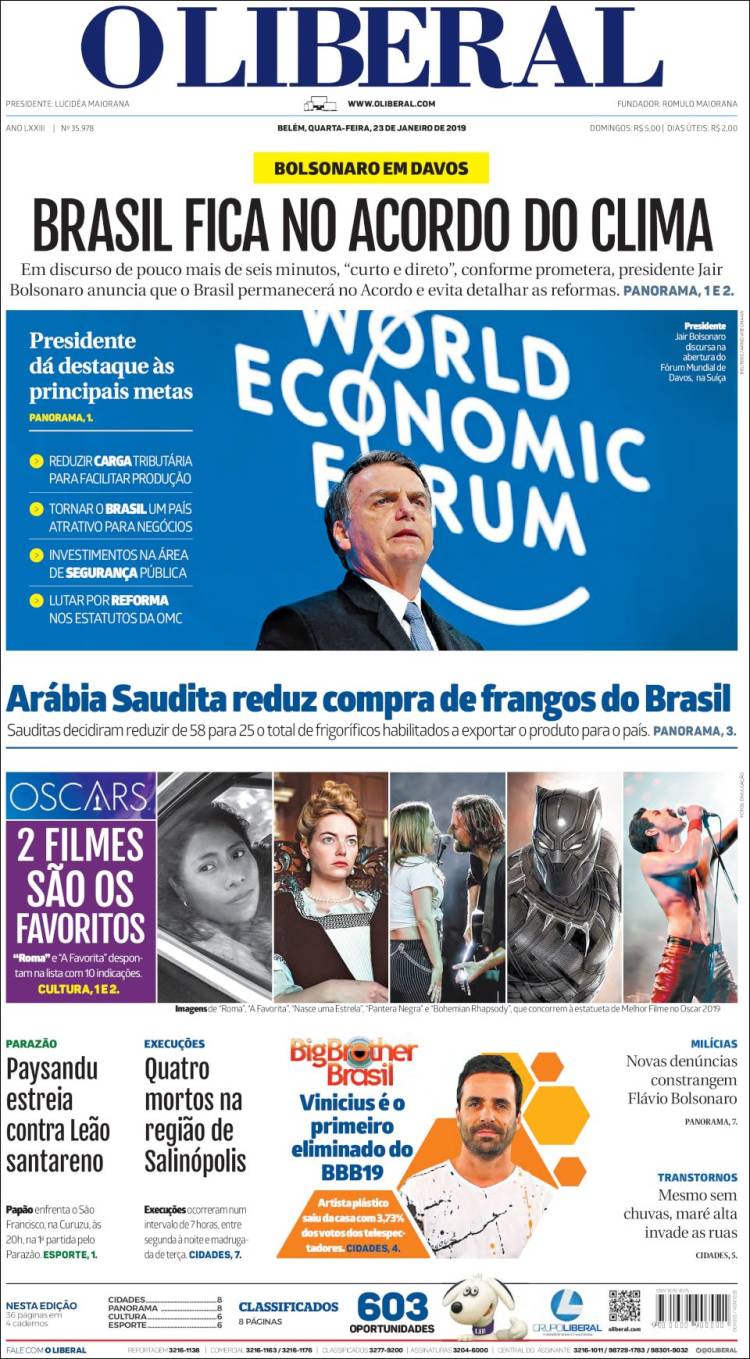 Portada de O Liberal (Brasil)