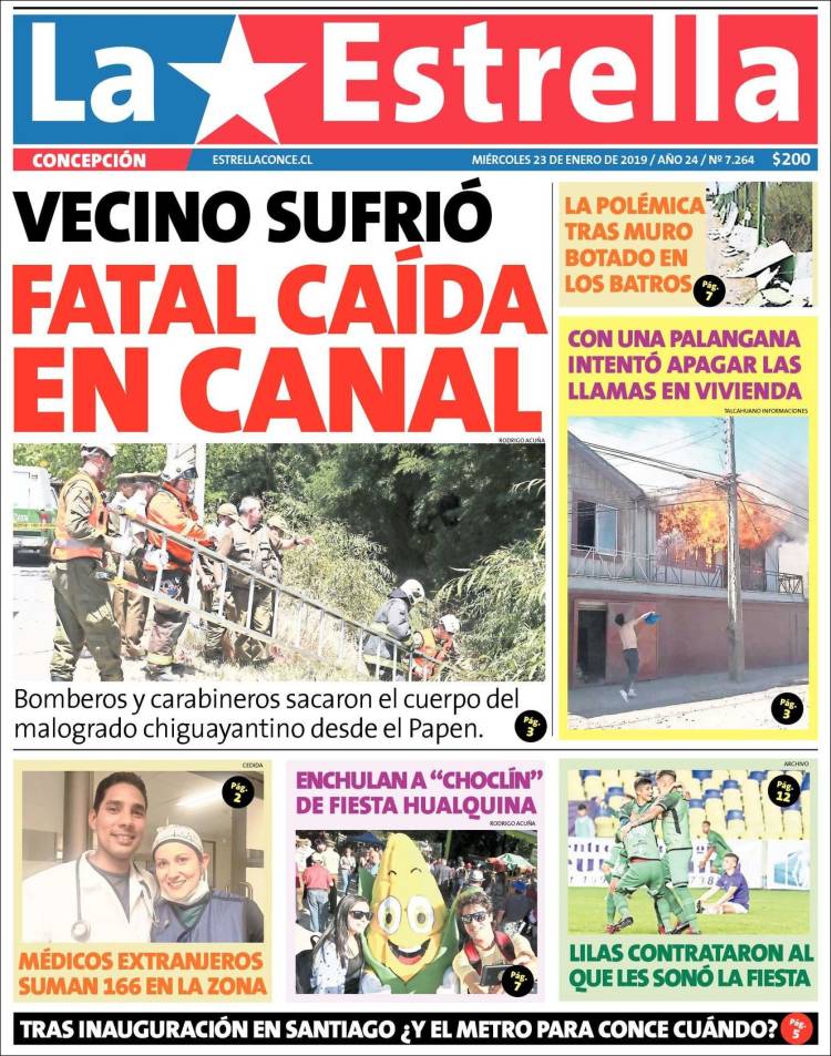 Portada de La Estrella de Concepción (Chile)