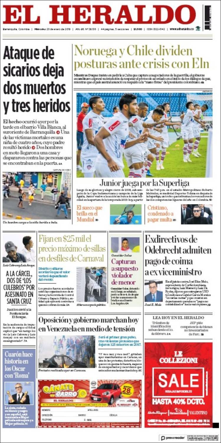 Portada de El Heraldo (Colombia)
