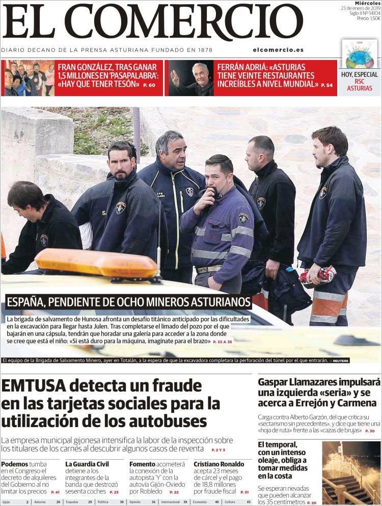 Portada de El Comercio (España)