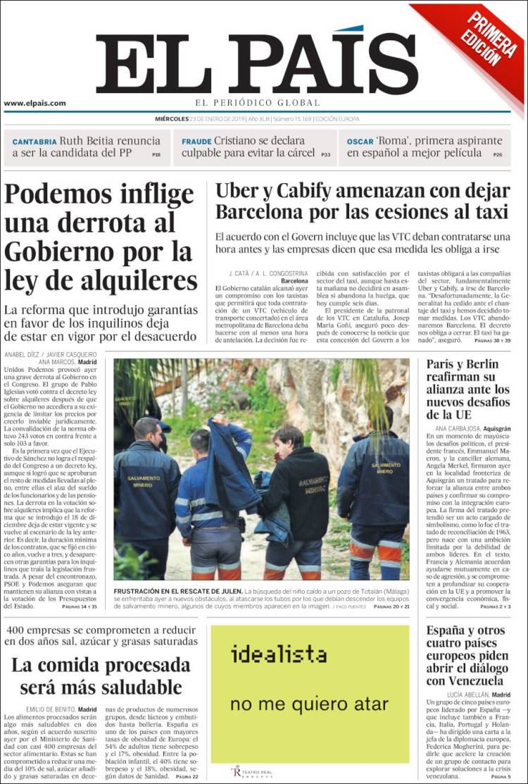 Portada de El País (Espa&ntilde;a)