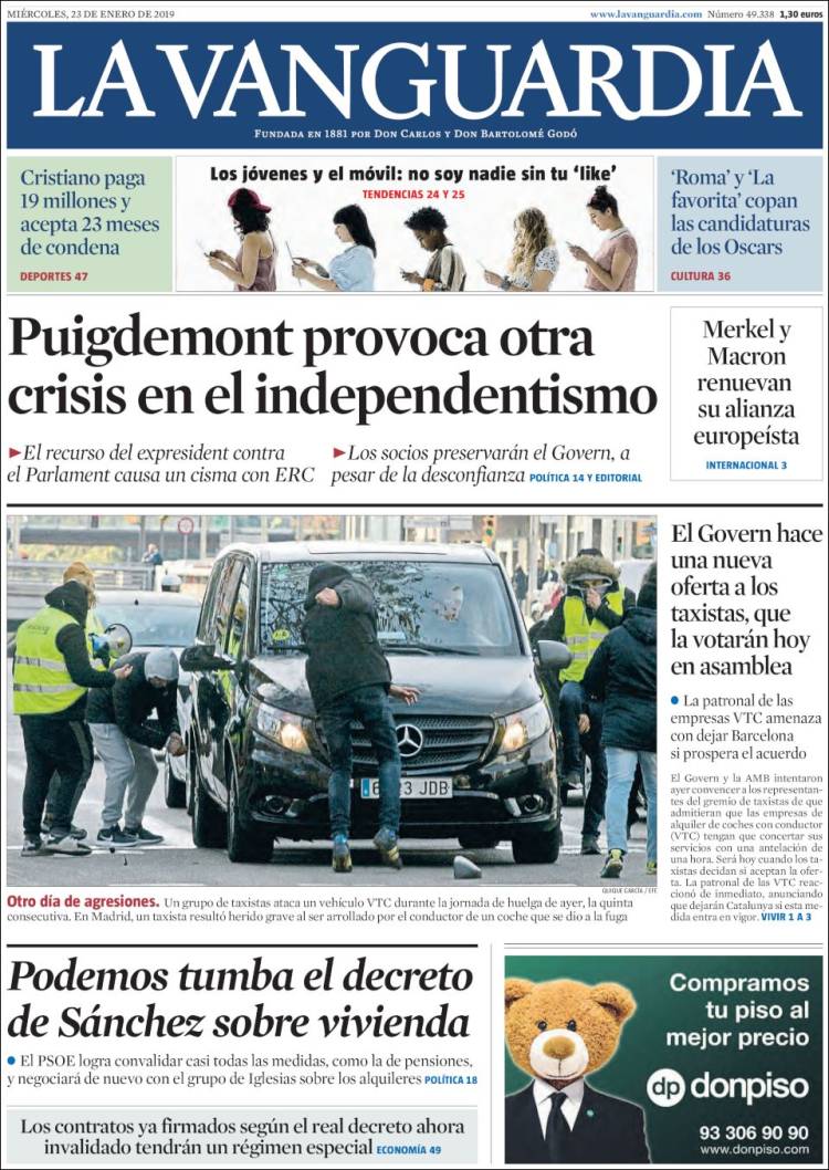 Portada de La Vanguardia (Espa&ntilde;a)