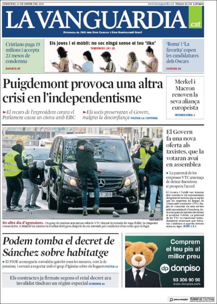 Portada de La Vanguardia (Espa&ntilde;a)
