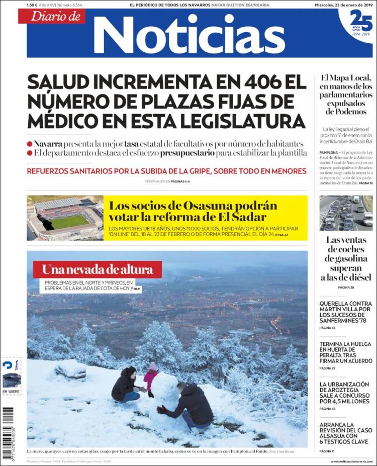 Portada de Noticias de Navarra (España)