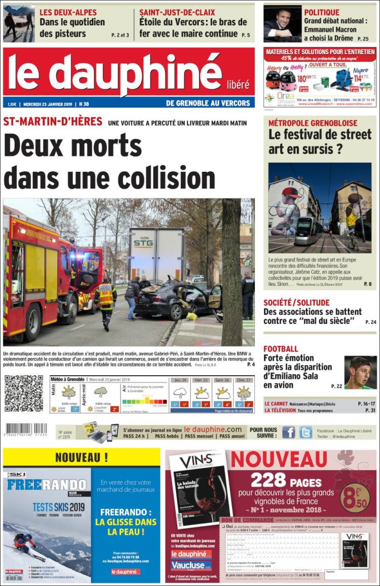 Portada de Le Dauphiné Libéré (Francia)
