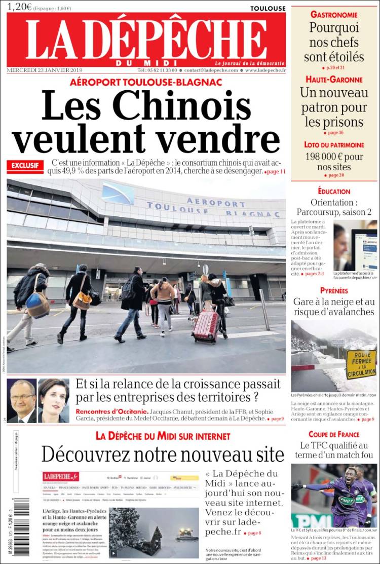 Portada de La Dépêche du Midi (Francia)