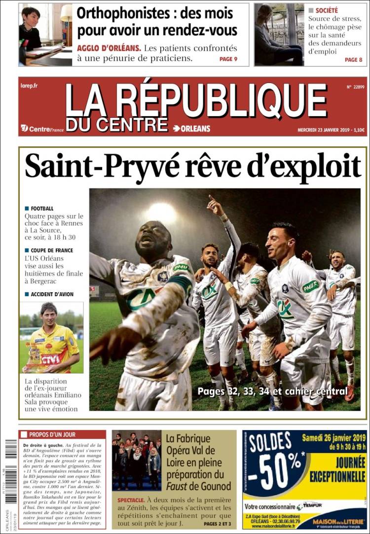 Portada de La République du Centre (Francia)