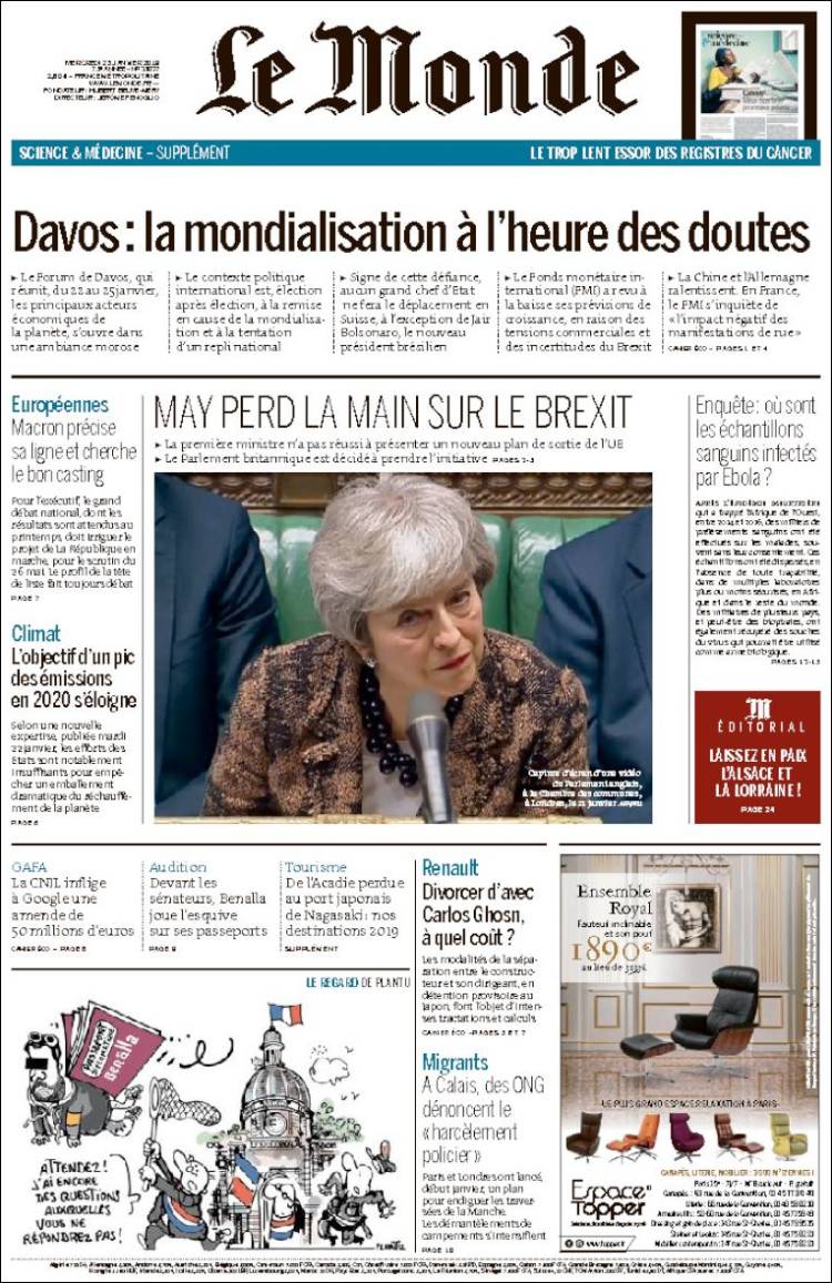 Portada de Le Monde (Francia)