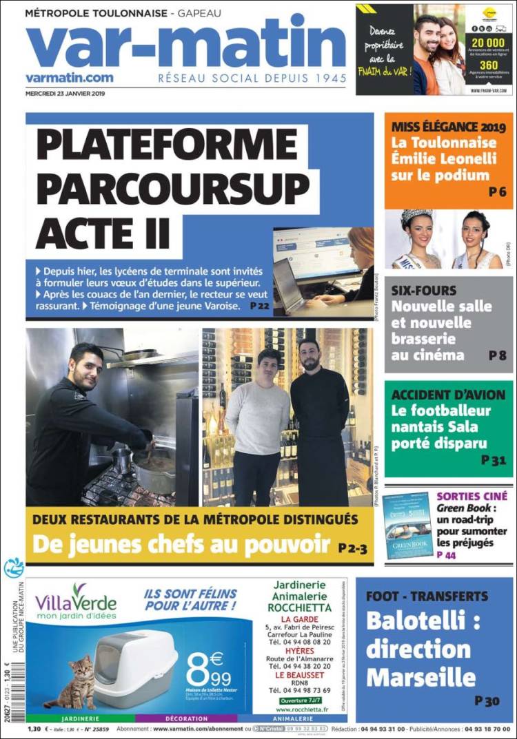 Portada de Nice-Matin (Francia)