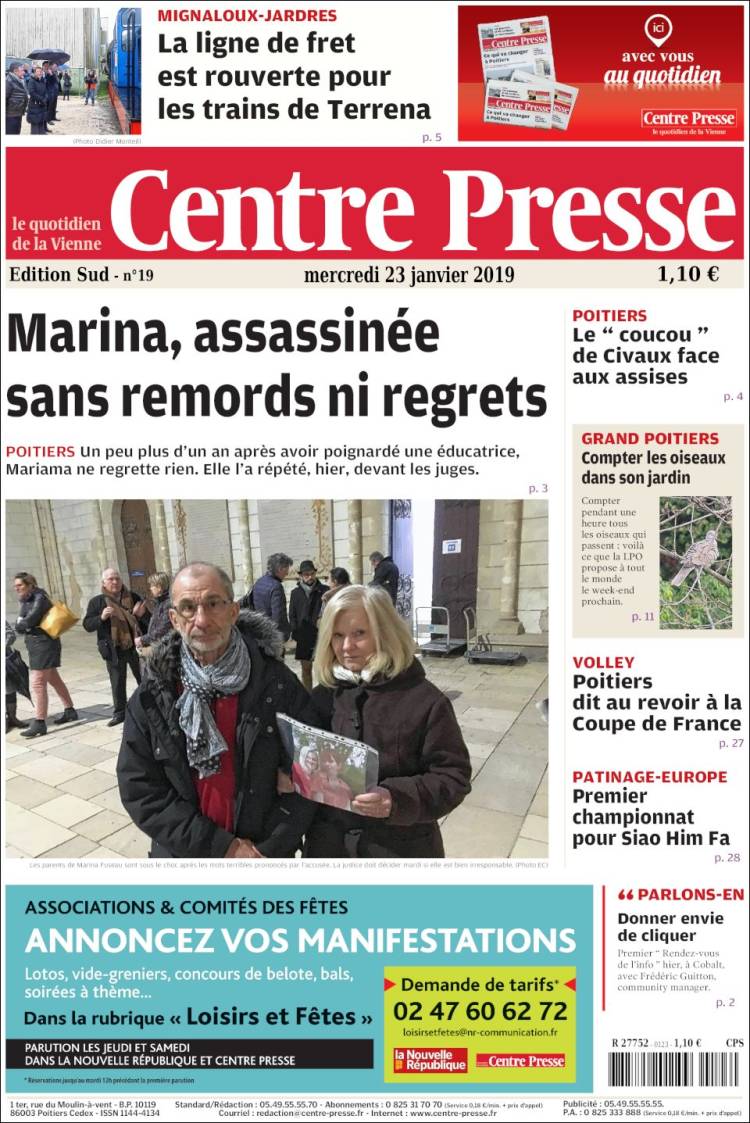 Portada de La Nouvelle Republique (Francia)