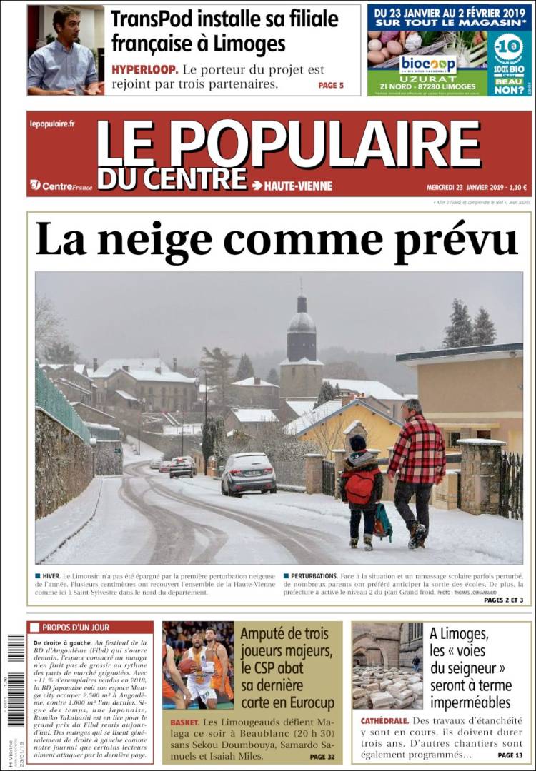 Portada de Le Populaire du Centre (Francia)