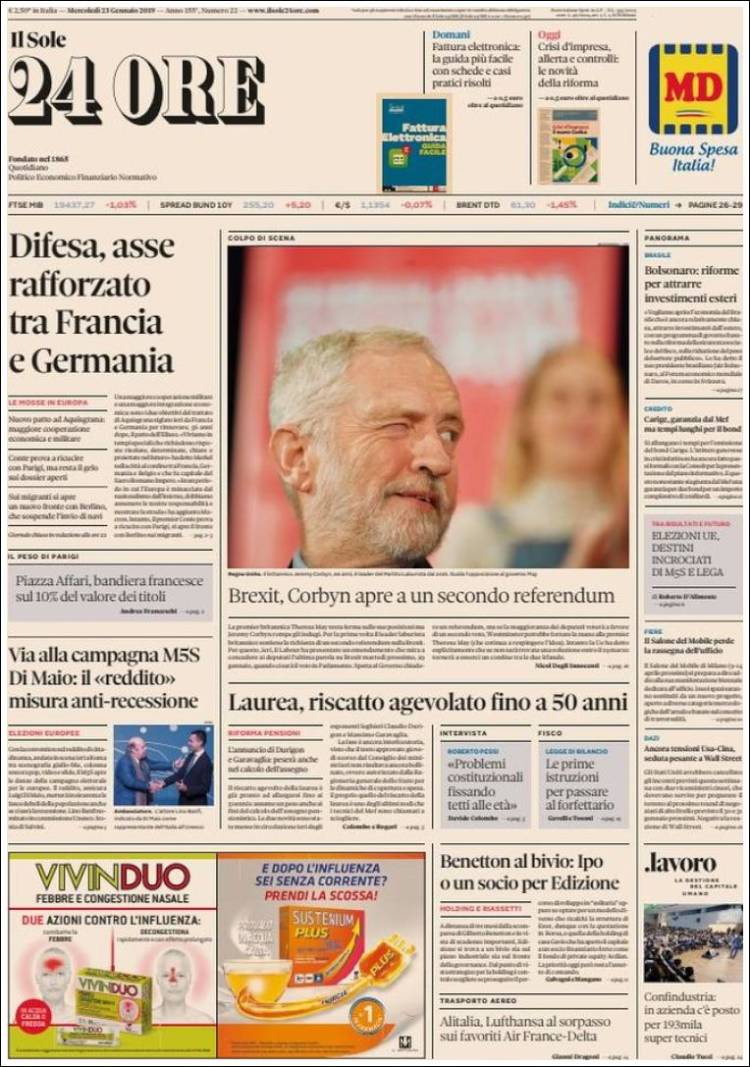 Portada de Il Sole 24 ORE (Italia)