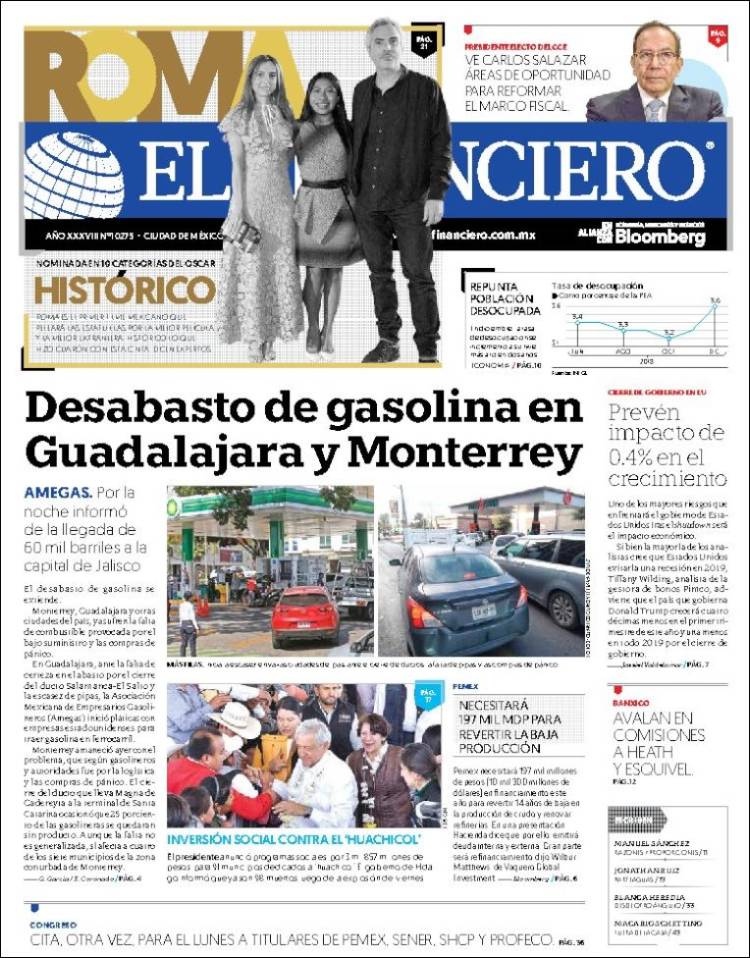 Portada de El Financiero (México)