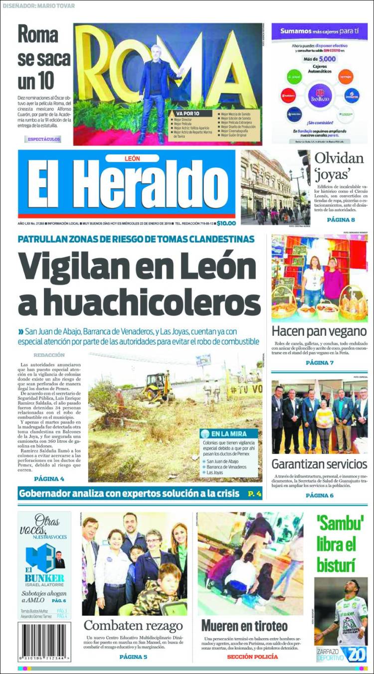 Portada de El Heraldo de León (México)