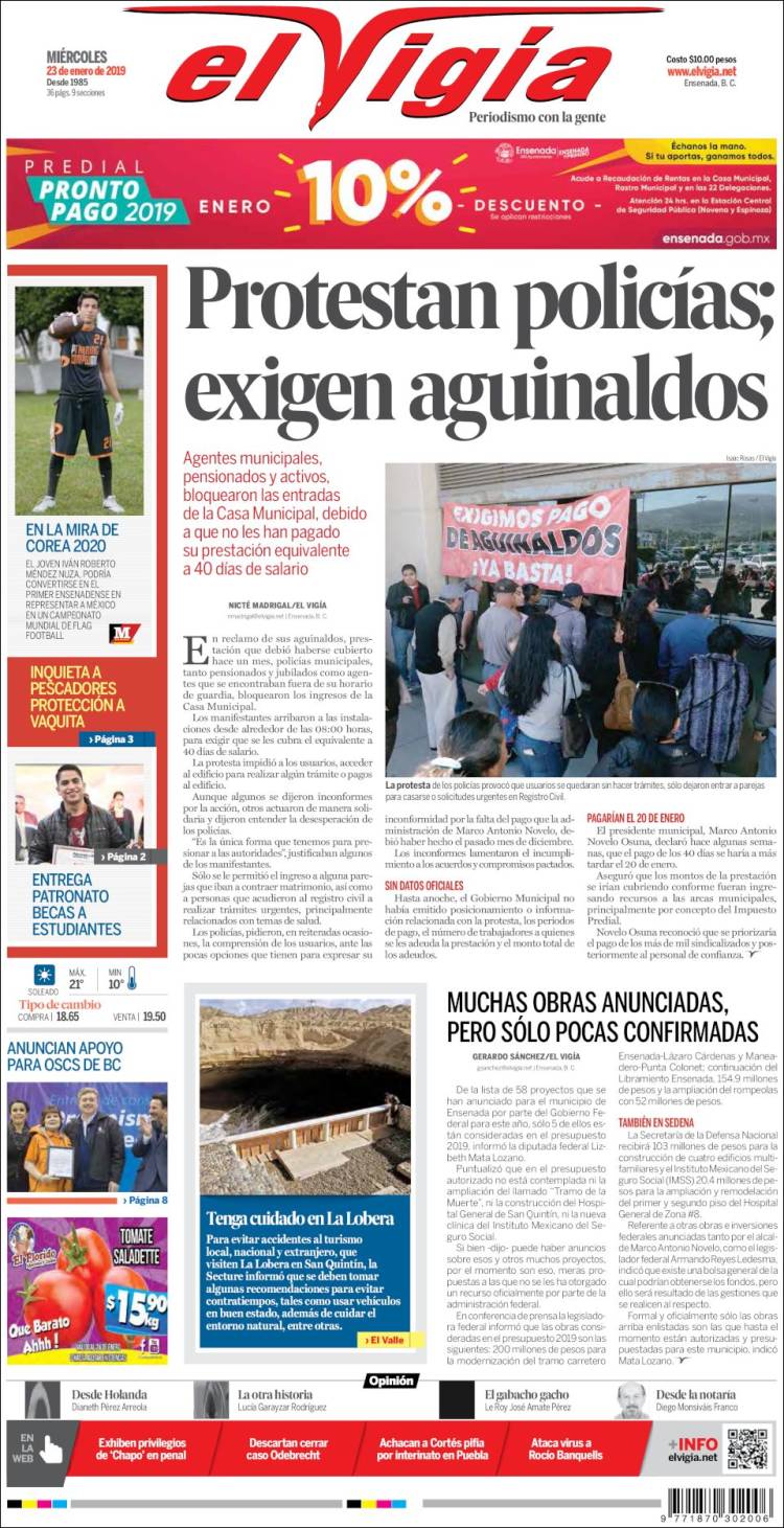 Portada de El Vigía (México)