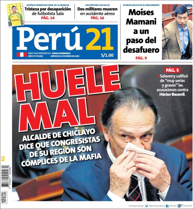 Portada de Perú 21 (Per&uacute;)