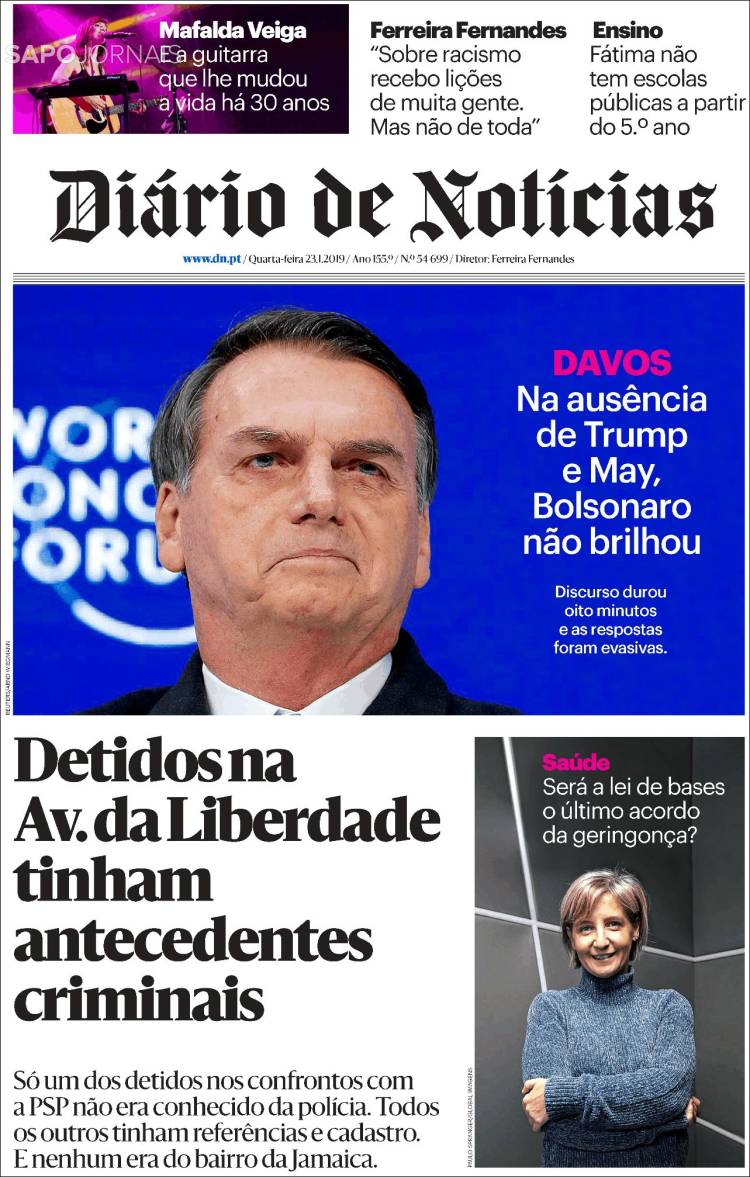 Portada de Diário de Noticias (Portugal)