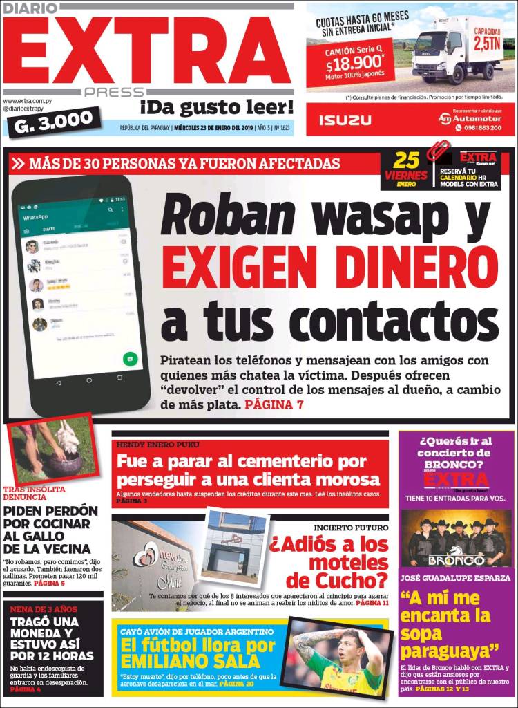 Portada de Diario Extra (Paraguay)